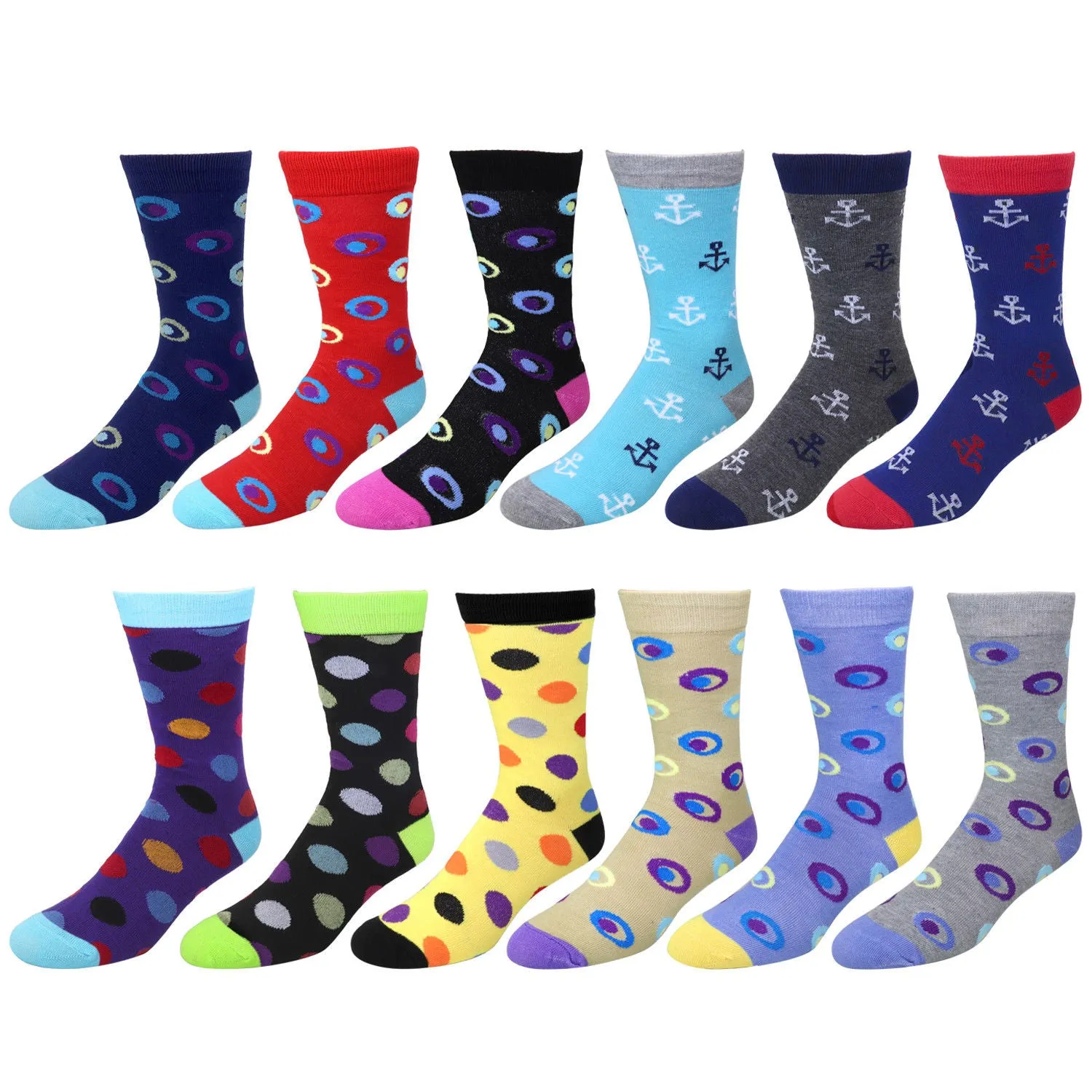 12 Pairs Colorful Funky Casual Dress Socks