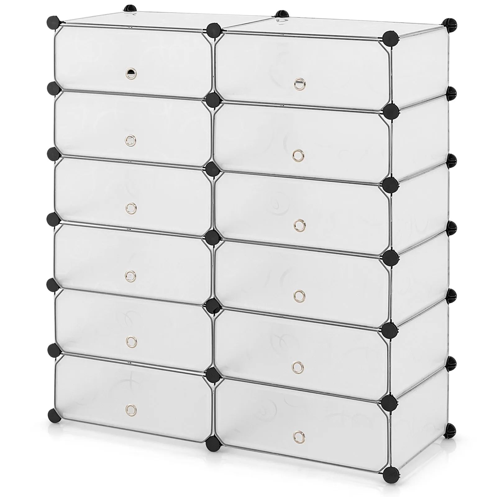 24 Pairs Shoe Rack Organizer with 12-Cube DIY Modular-White