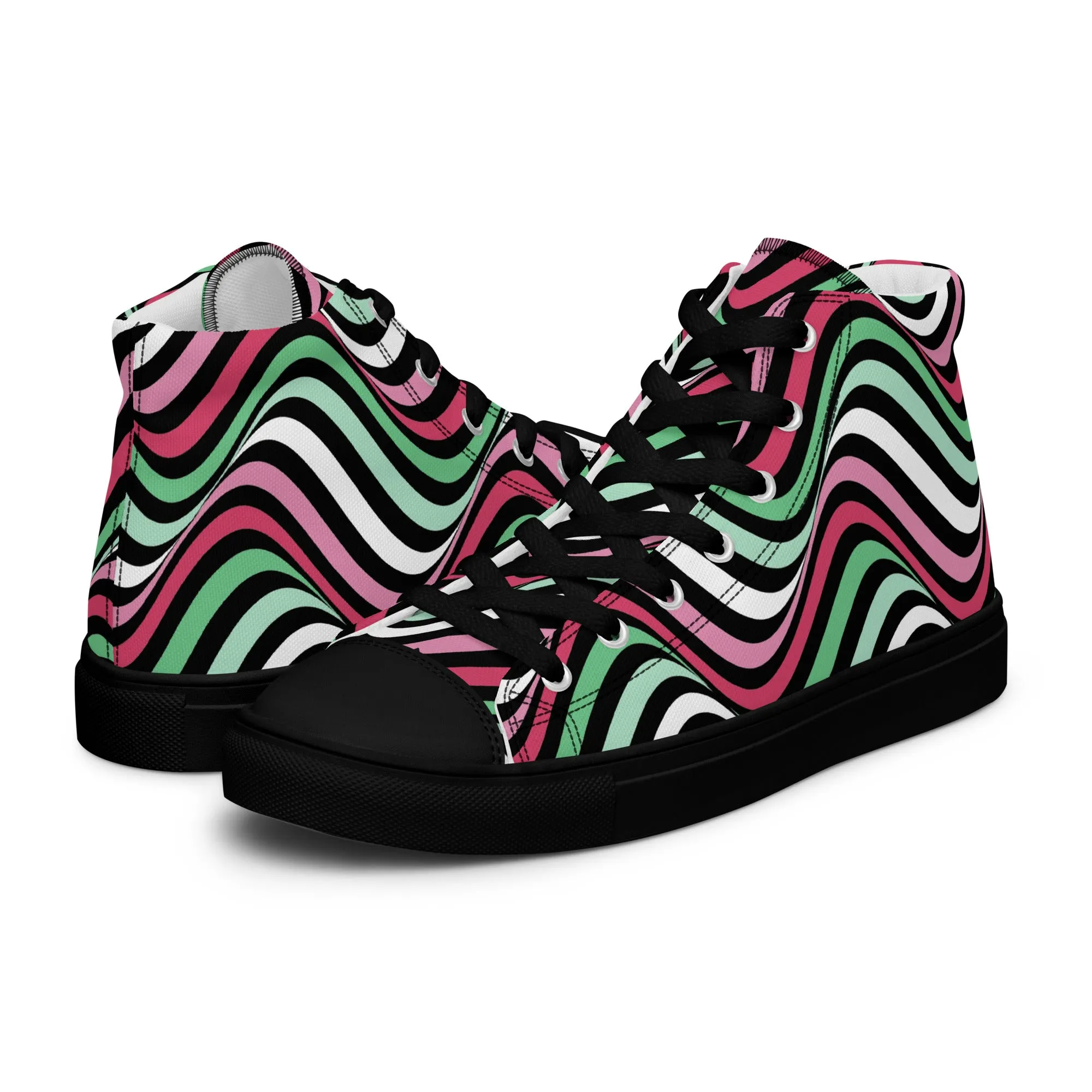 Abrosexual Wavey Women’s High Top Canvas Athletic Shoes