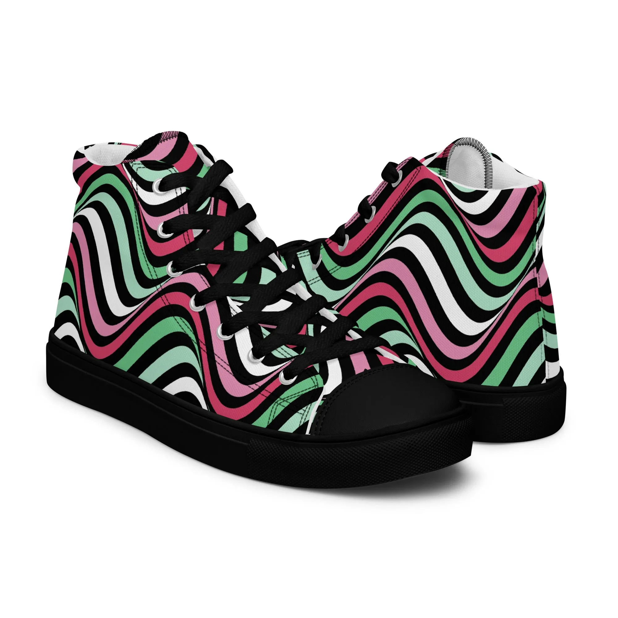 Abrosexual Wavey Women’s High Top Canvas Athletic Shoes