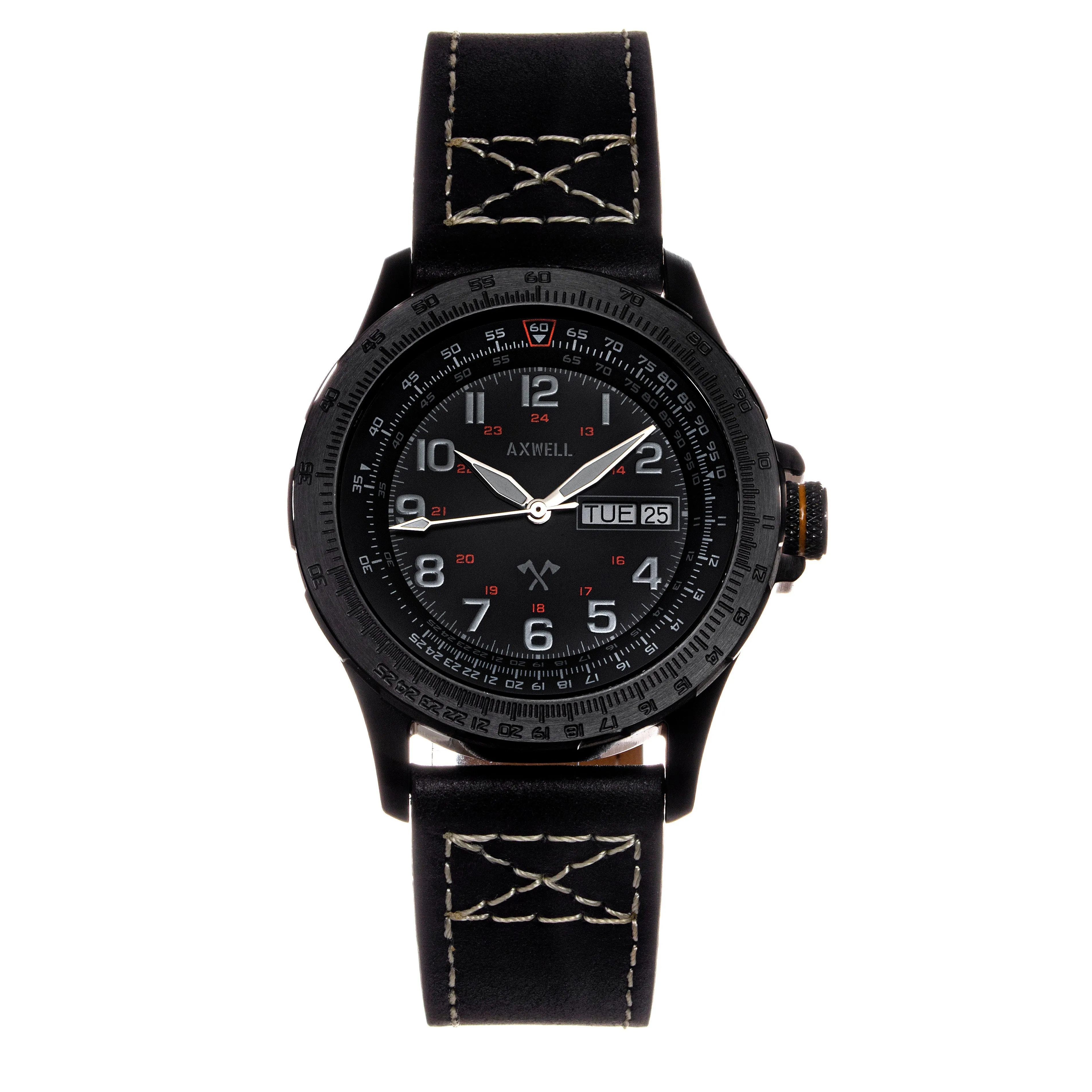 Axwell Blazer Leather Strap Watch - Black