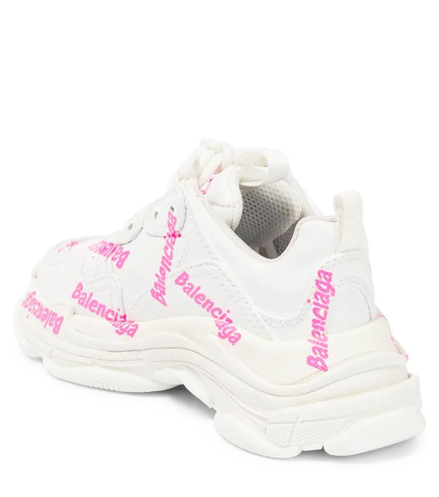 Balenciaga Kids Triple S Print Sneakers, White