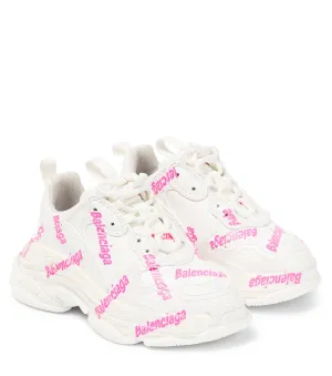 Balenciaga Kids Triple S Print Sneakers, White