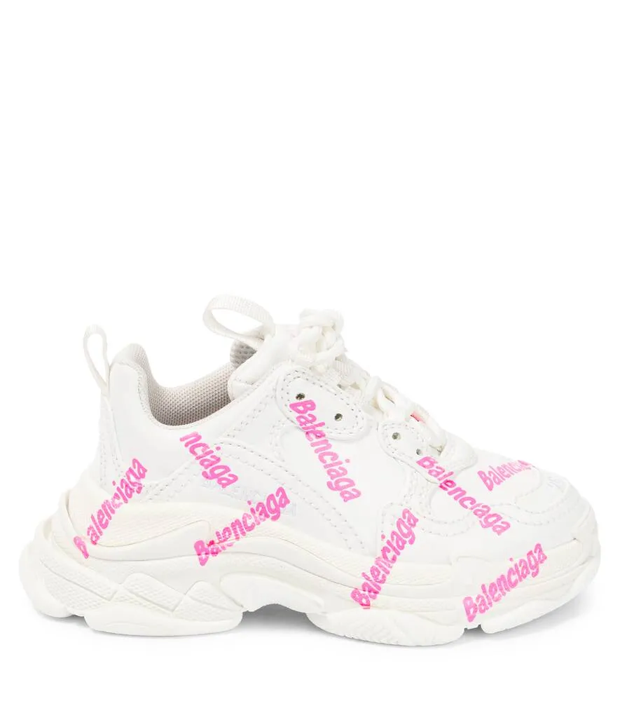 Balenciaga Kids Triple S Print Sneakers, White