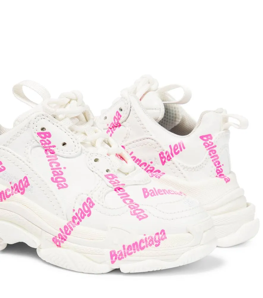 Balenciaga Kids Triple S Print Sneakers, White