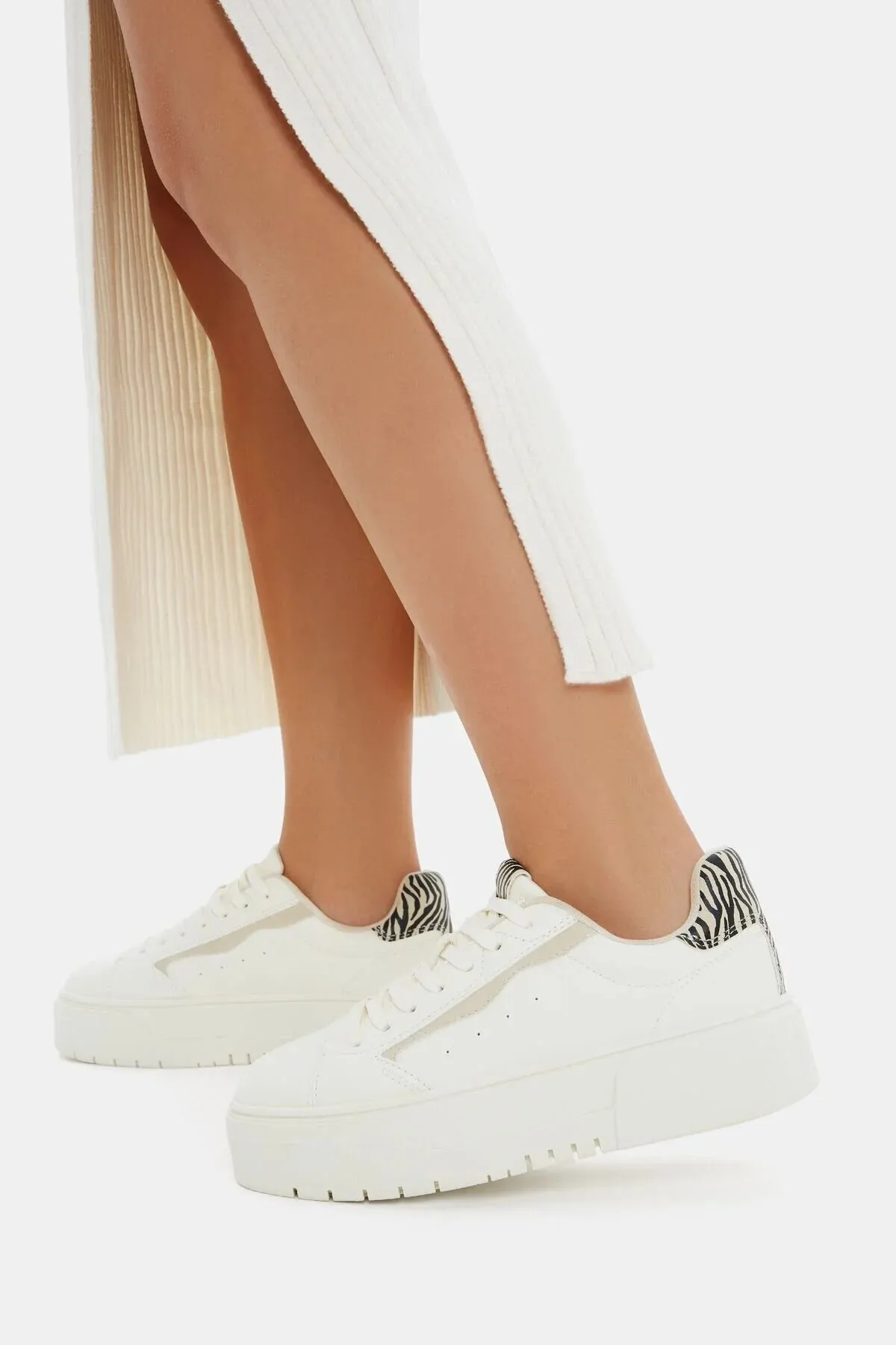 Bershka Women's Platform Patterned Sneakers