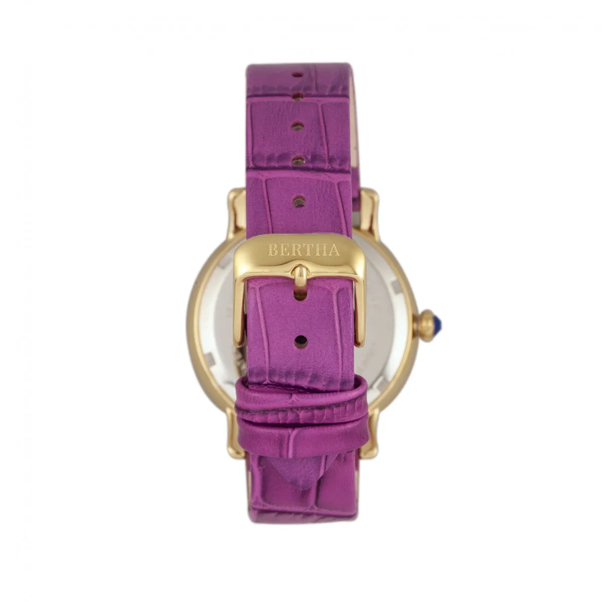 Bertha Courtney Opal Dial Leather-Band Watch - Hot Pink