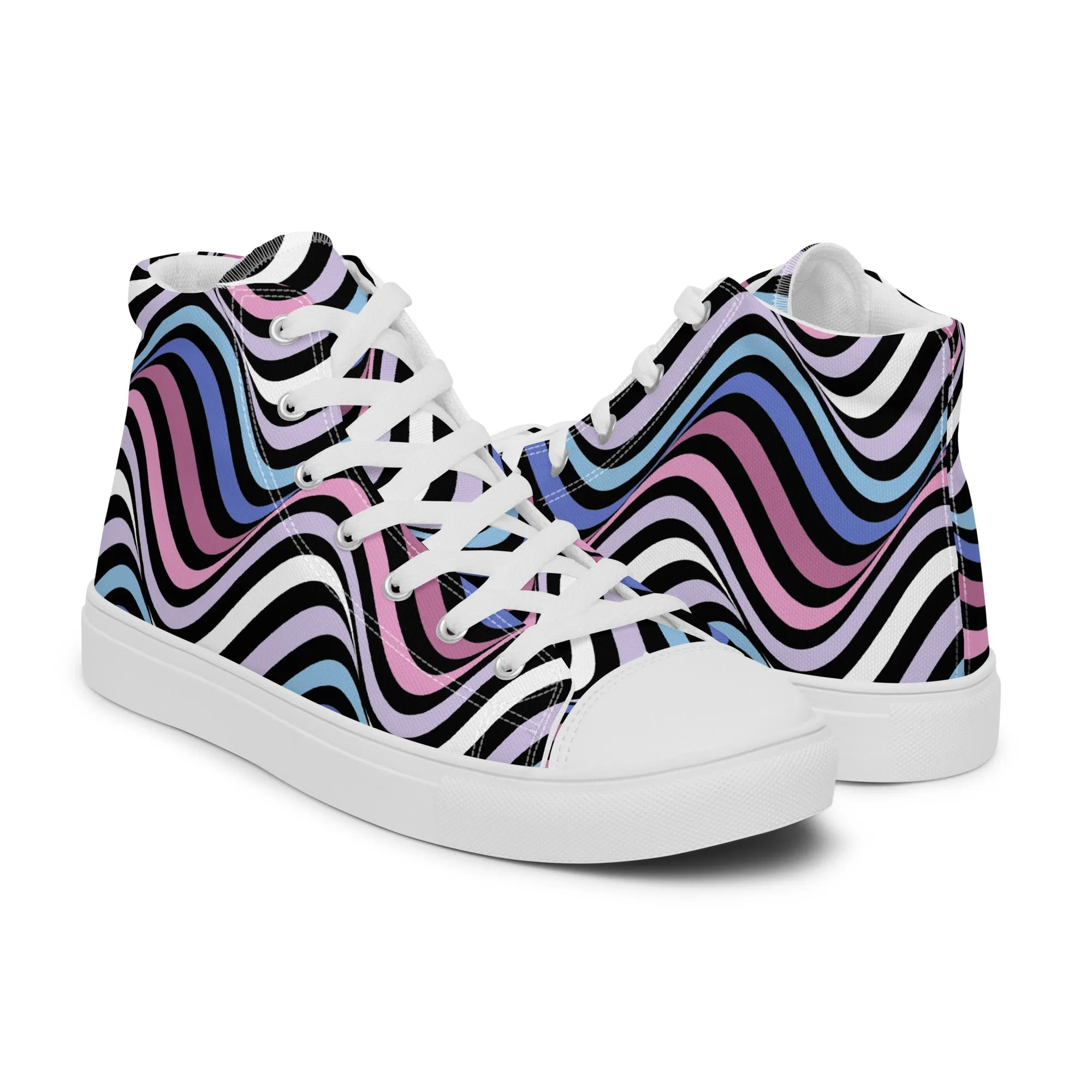 Bigender Wavey Women’s High Top Canvas Athletic Shoes