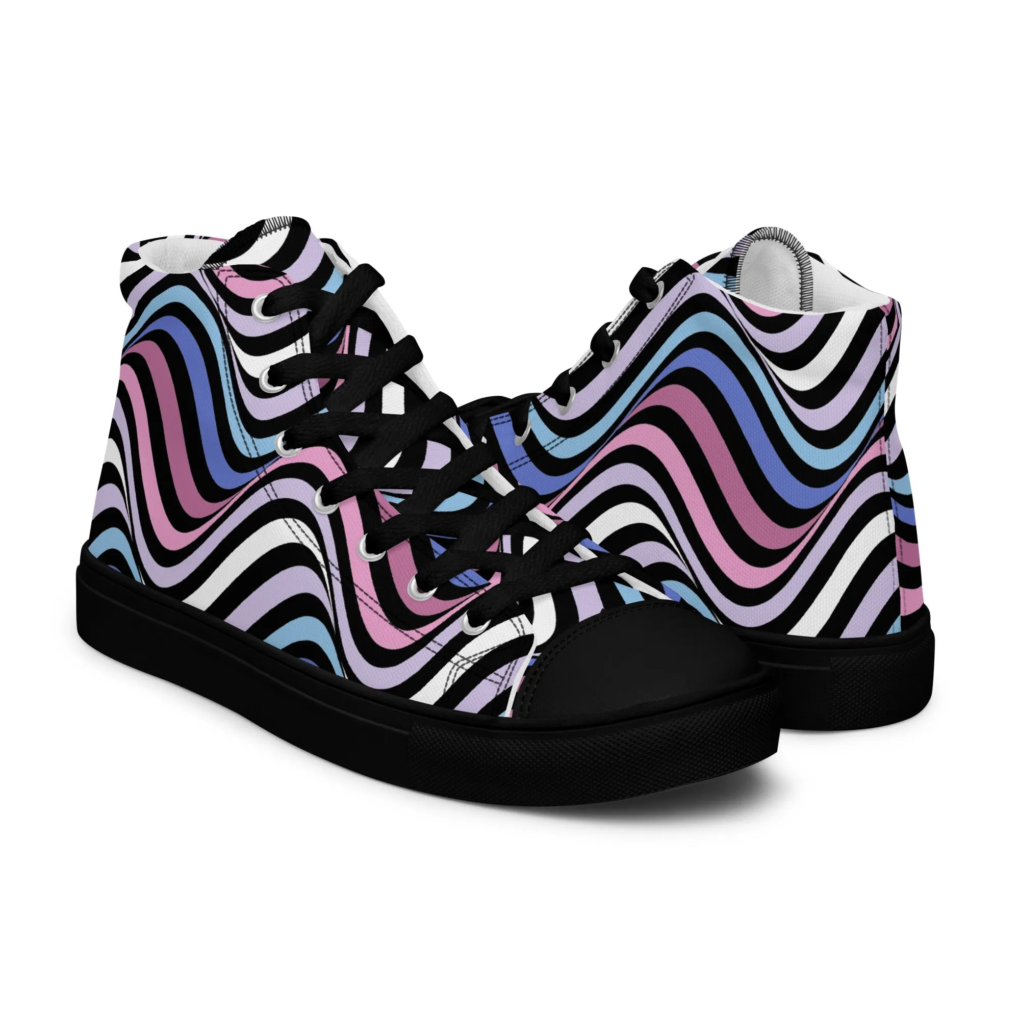 Bigender Wavey Women’s High Top Canvas Athletic Shoes