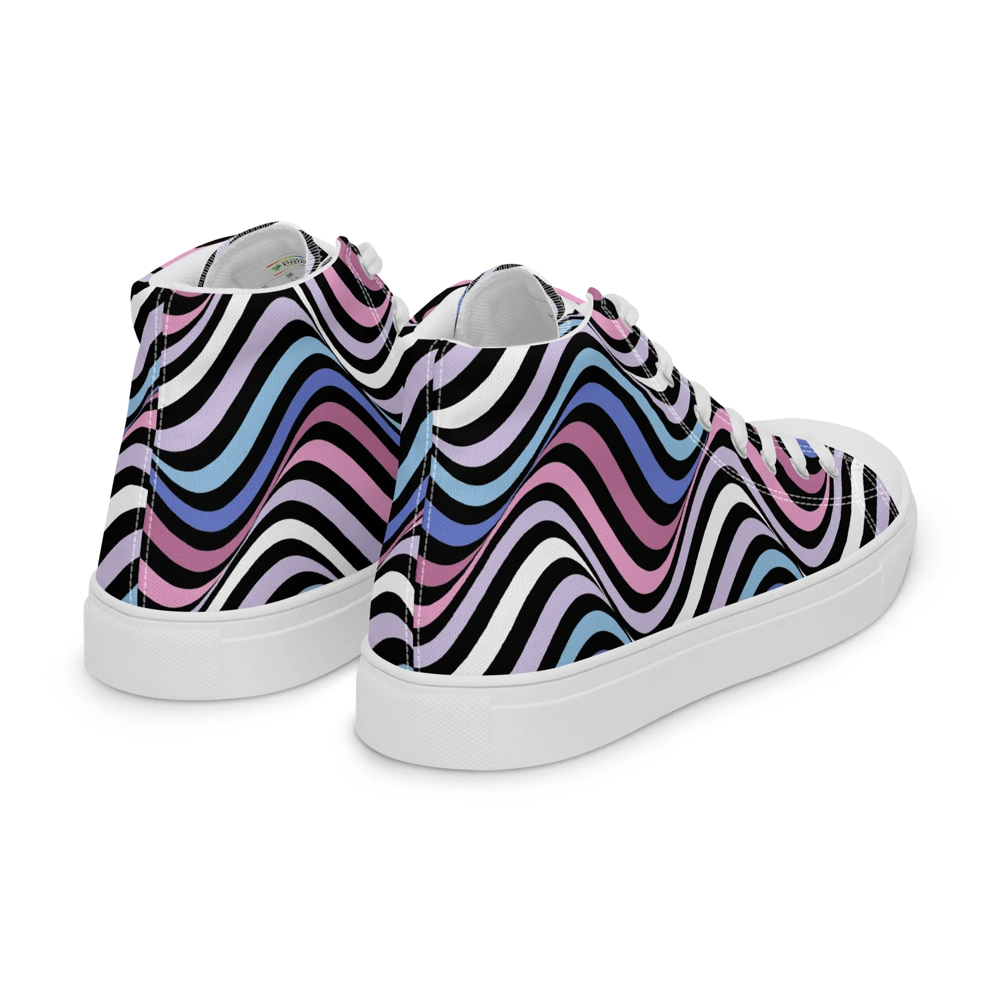 Bigender Wavey Women’s High Top Canvas Athletic Shoes