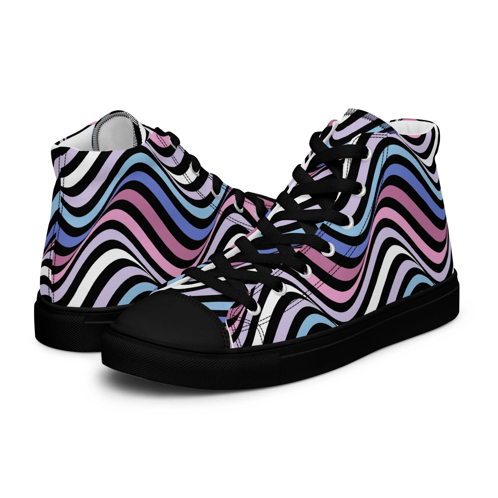 Bigender Wavey Women’s High Top Canvas Athletic Shoes