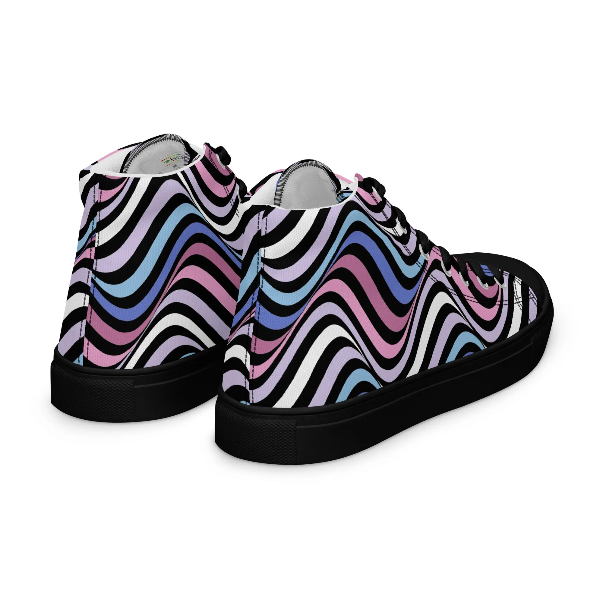 Bigender Wavey Women’s High Top Canvas Athletic Shoes