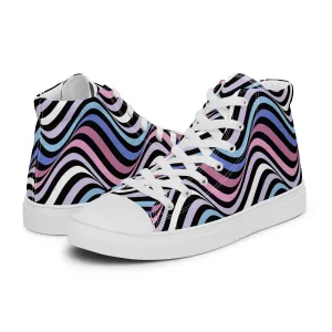 Bigender Wavey Women’s High Top Canvas Athletic Shoes