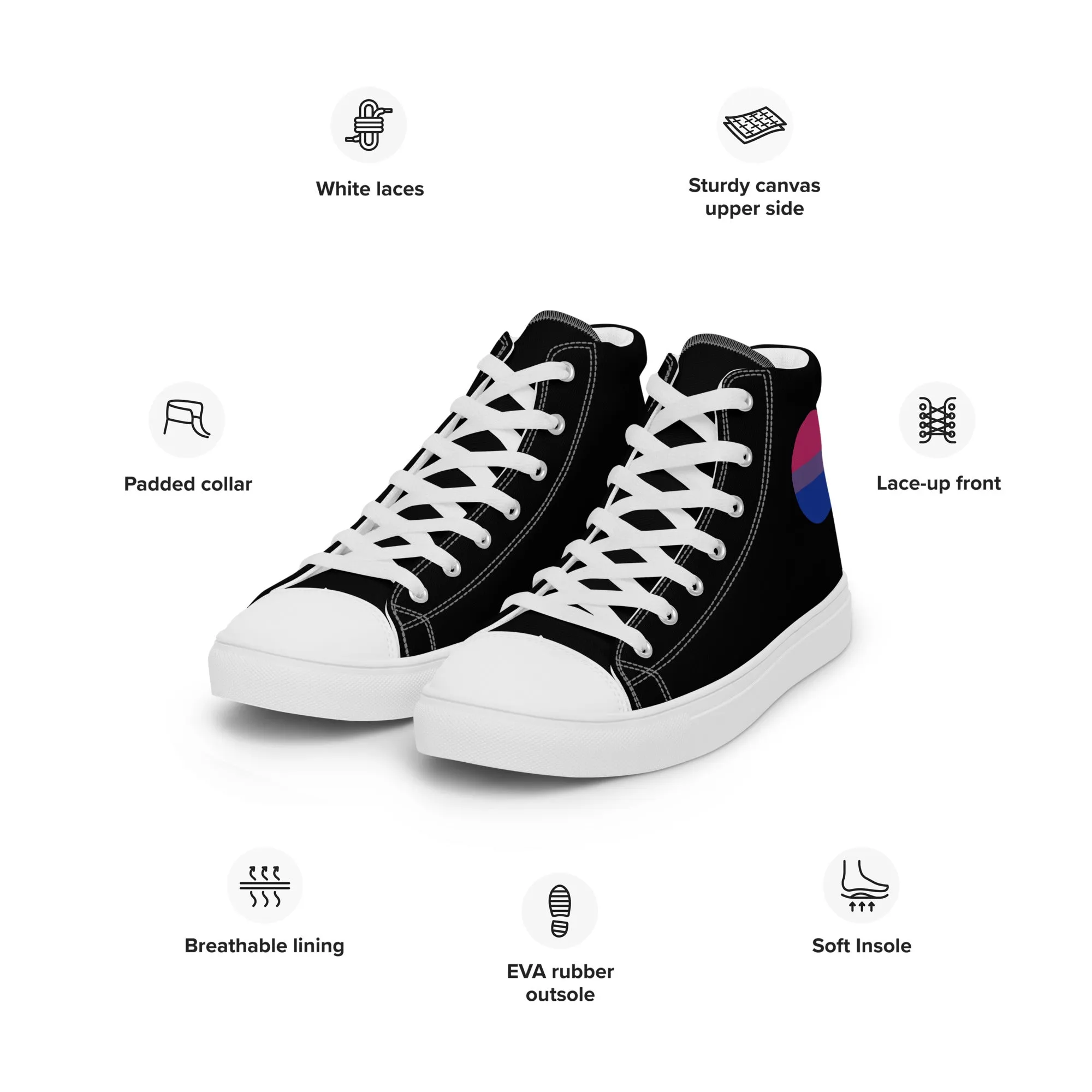 Bisexual Bi Men’s High Top Canvas Athletic Shoes