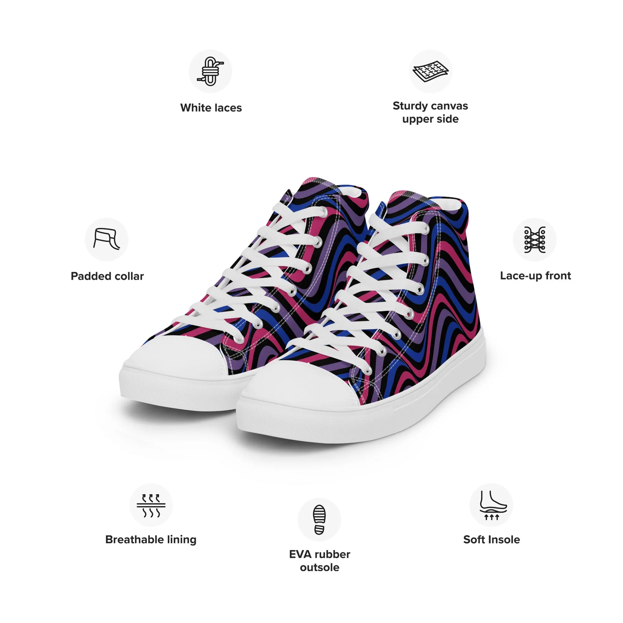 Bisexual Bi Wavey Men’s High Top Canvas Athletic Shoes