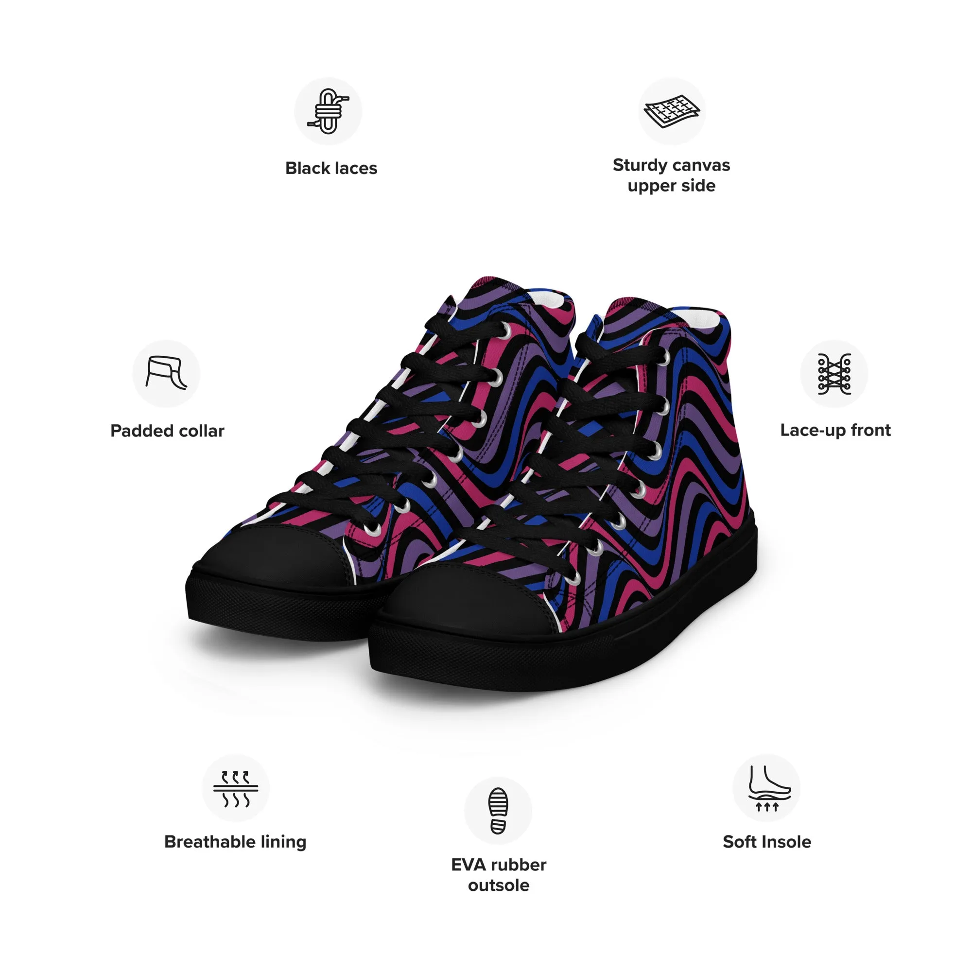 Bisexual Bi Wavey Men’s High Top Canvas Athletic Shoes