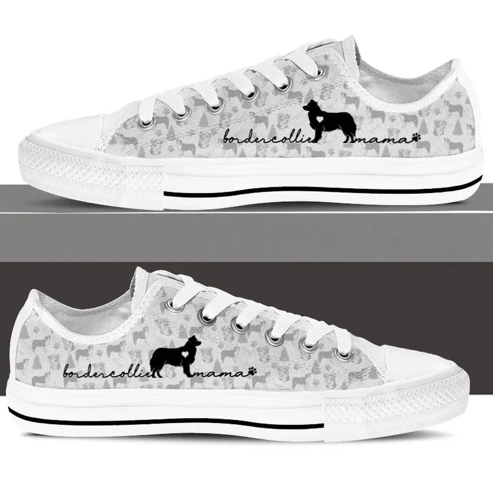 Border Collie Low Top, Dog Printed Shoes, Canvas Shoes For Men, Women