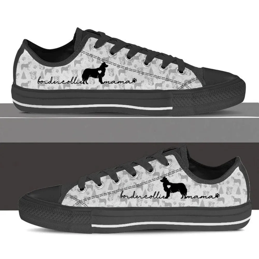 Border Collie Low Top, Dog Printed Shoes, Canvas Shoes For Men, Women