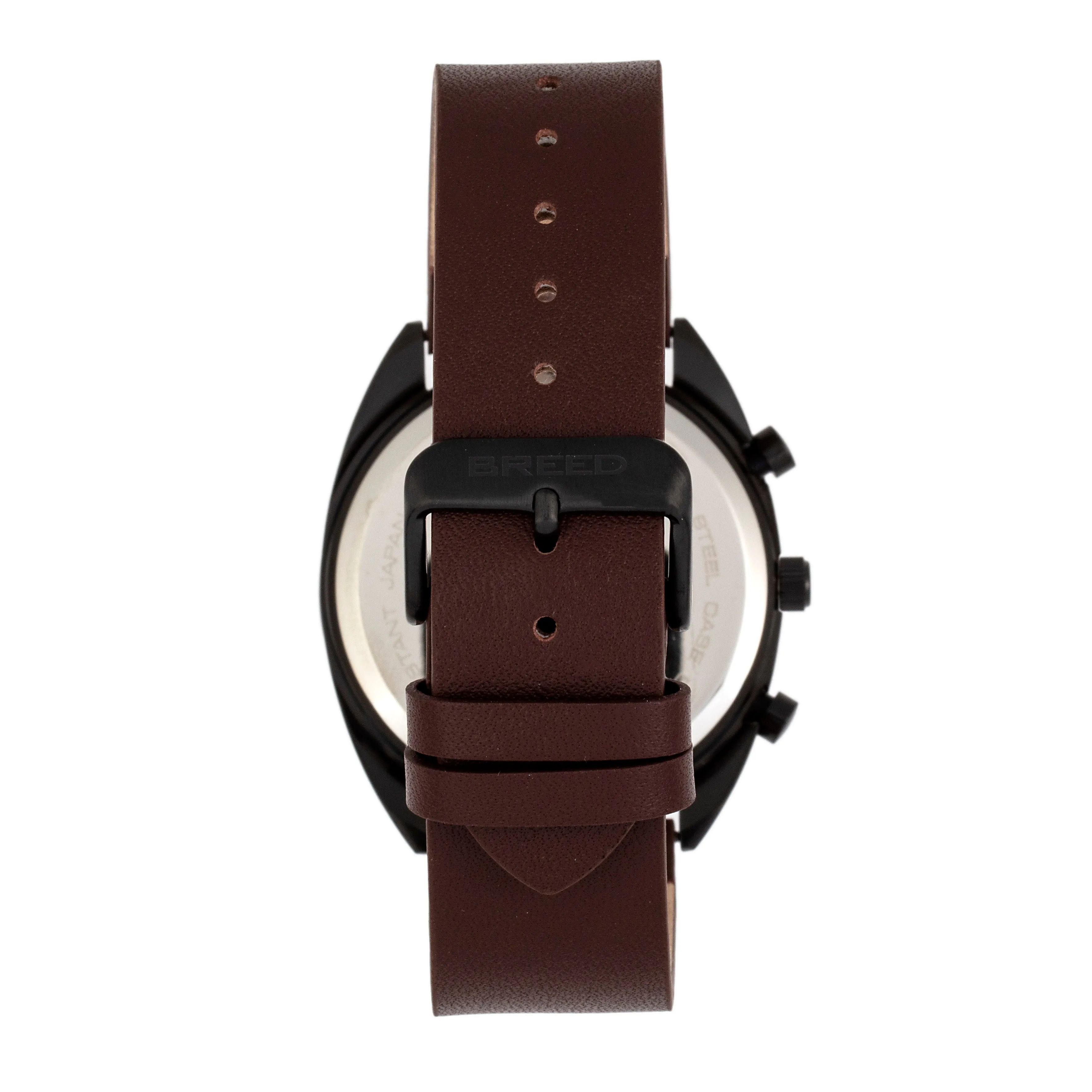 Breed Racer Chronograph Leather-Band Watch w/Date - Black/Maroon