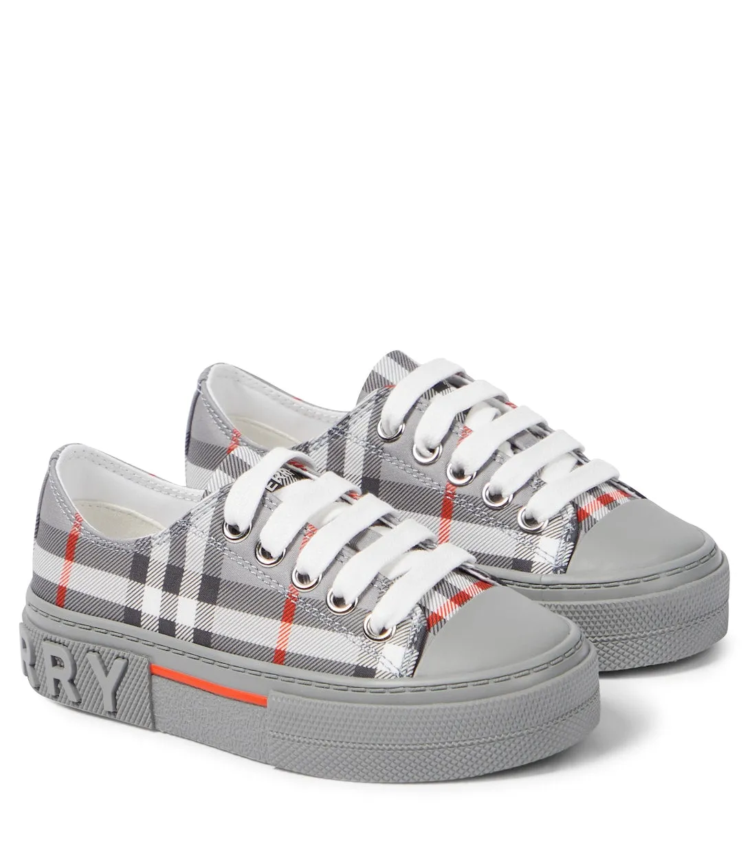 Burberry Kids Canvas Sneakers, Gray