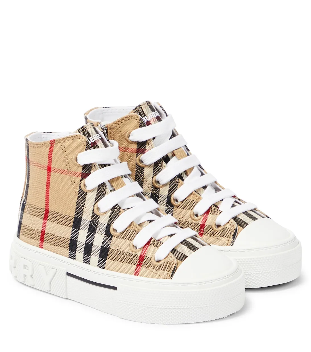 Burberry Kids Canvas Sneakers in Beige