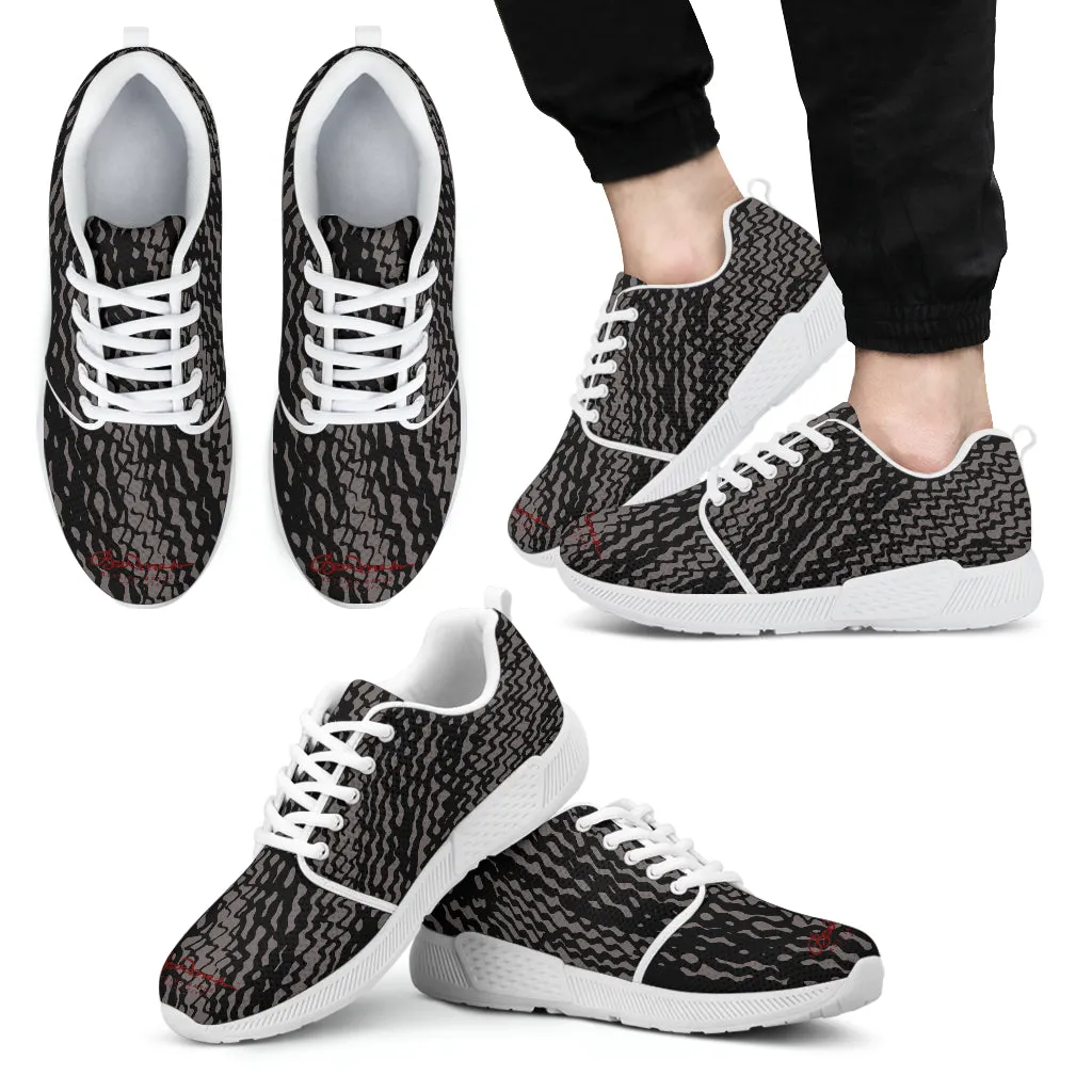 Charcoal Tire Scribbles Athletic Sneakers