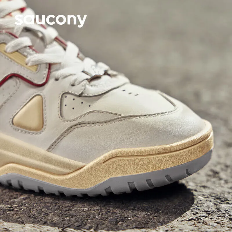 Classic unisex sneakers Saucony Cross 90 PRM for sports and leisure, beige / red