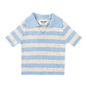 Cotton Polo | Ocean Speckle Stripe Knit