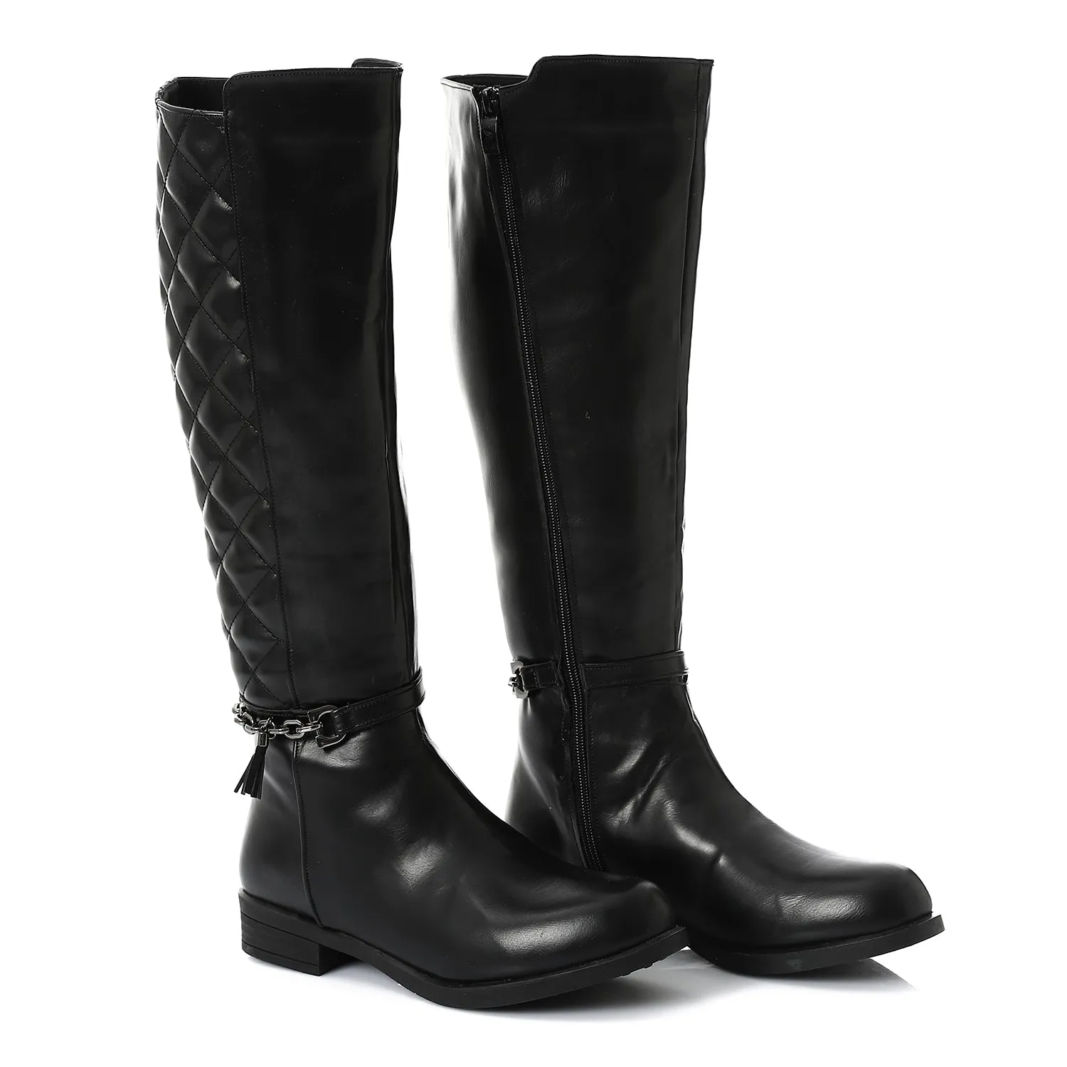 Daisy Street harness knee boots in black