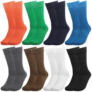 Falari Men 8 Pairs Colorful Solid Novelty Crazy Combed Casual Dress Socks 931