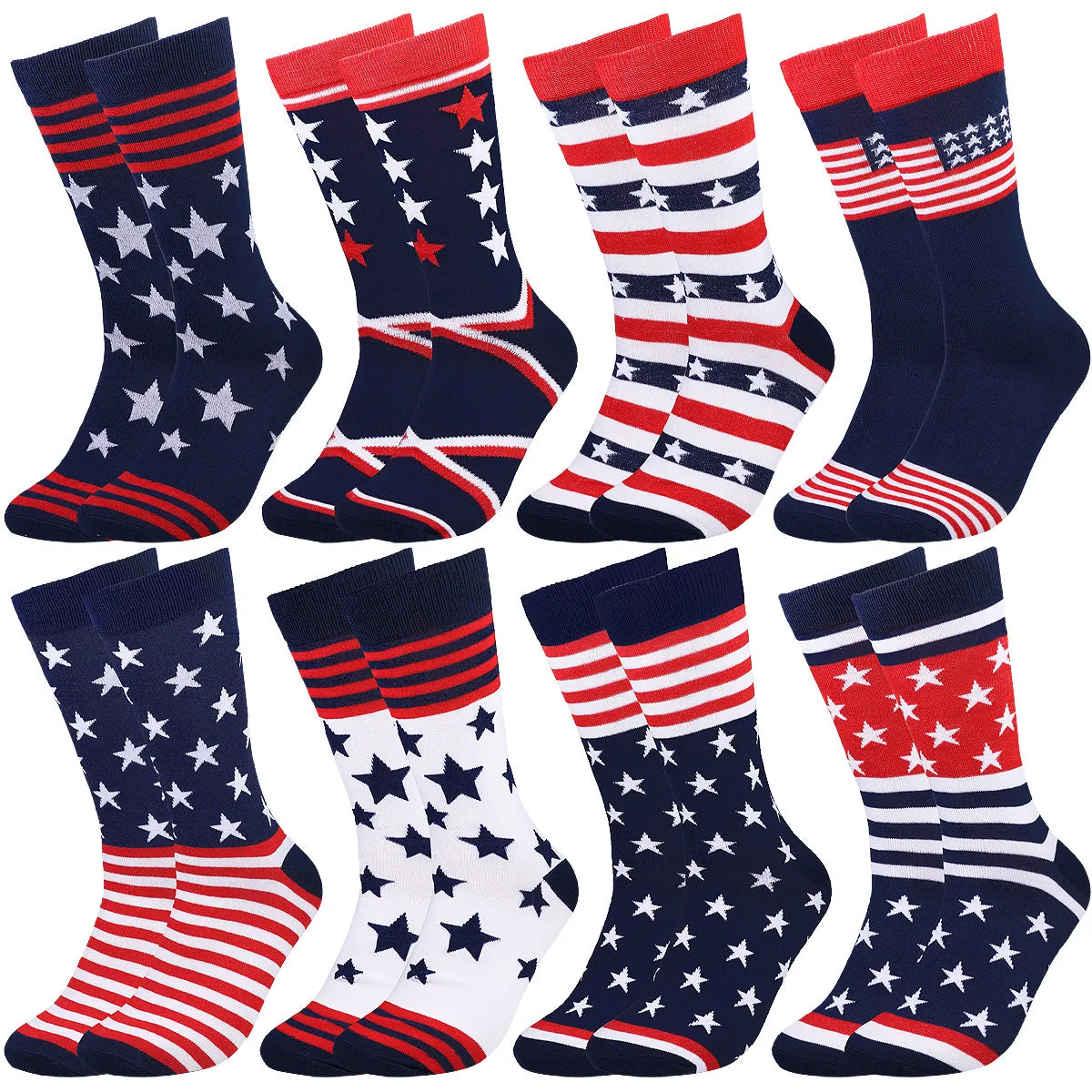 Falari Men 8 Pairs Patriotic Casual Dress Socks