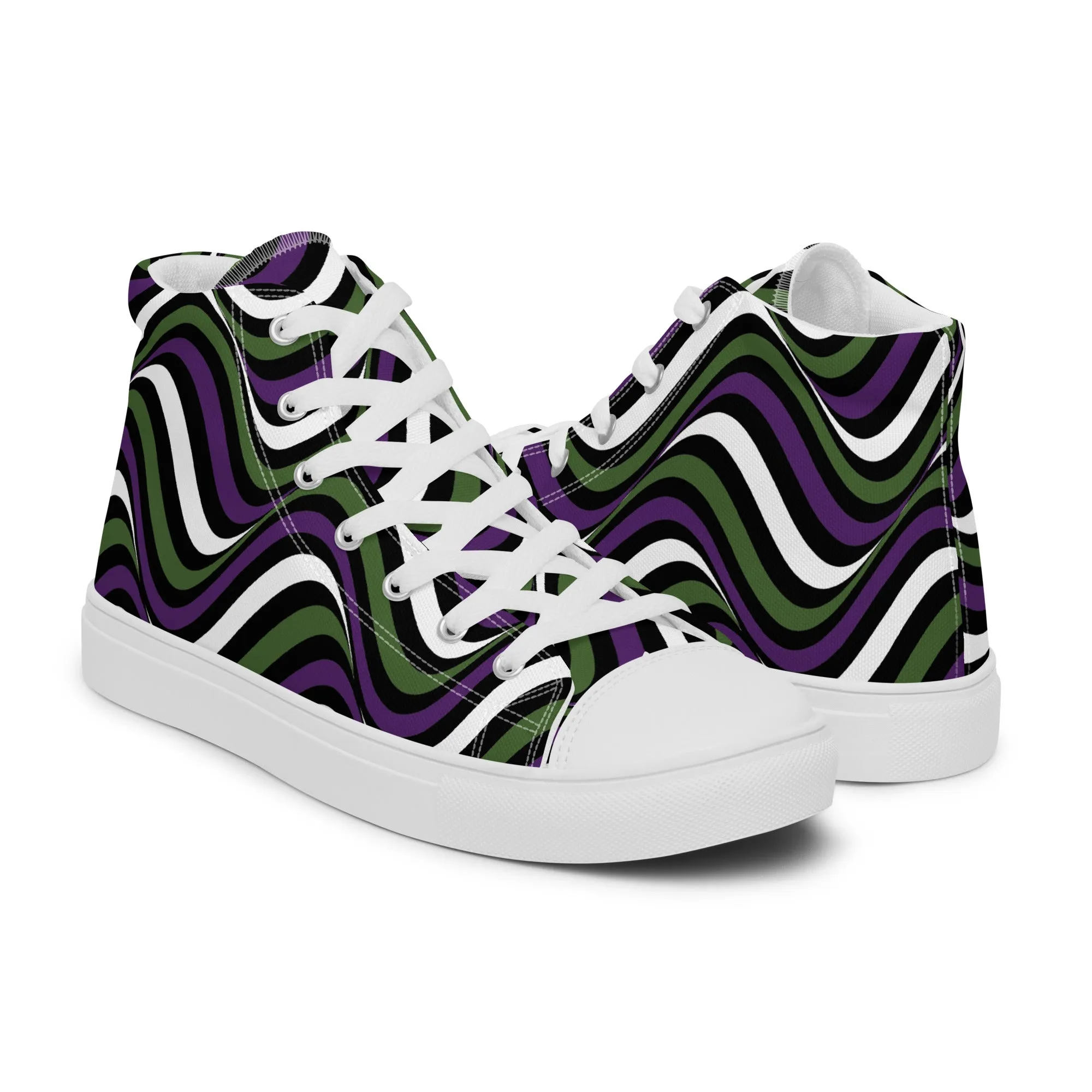 Genderqueer Wavey Men’s High Top Canvas Athletic Shoes