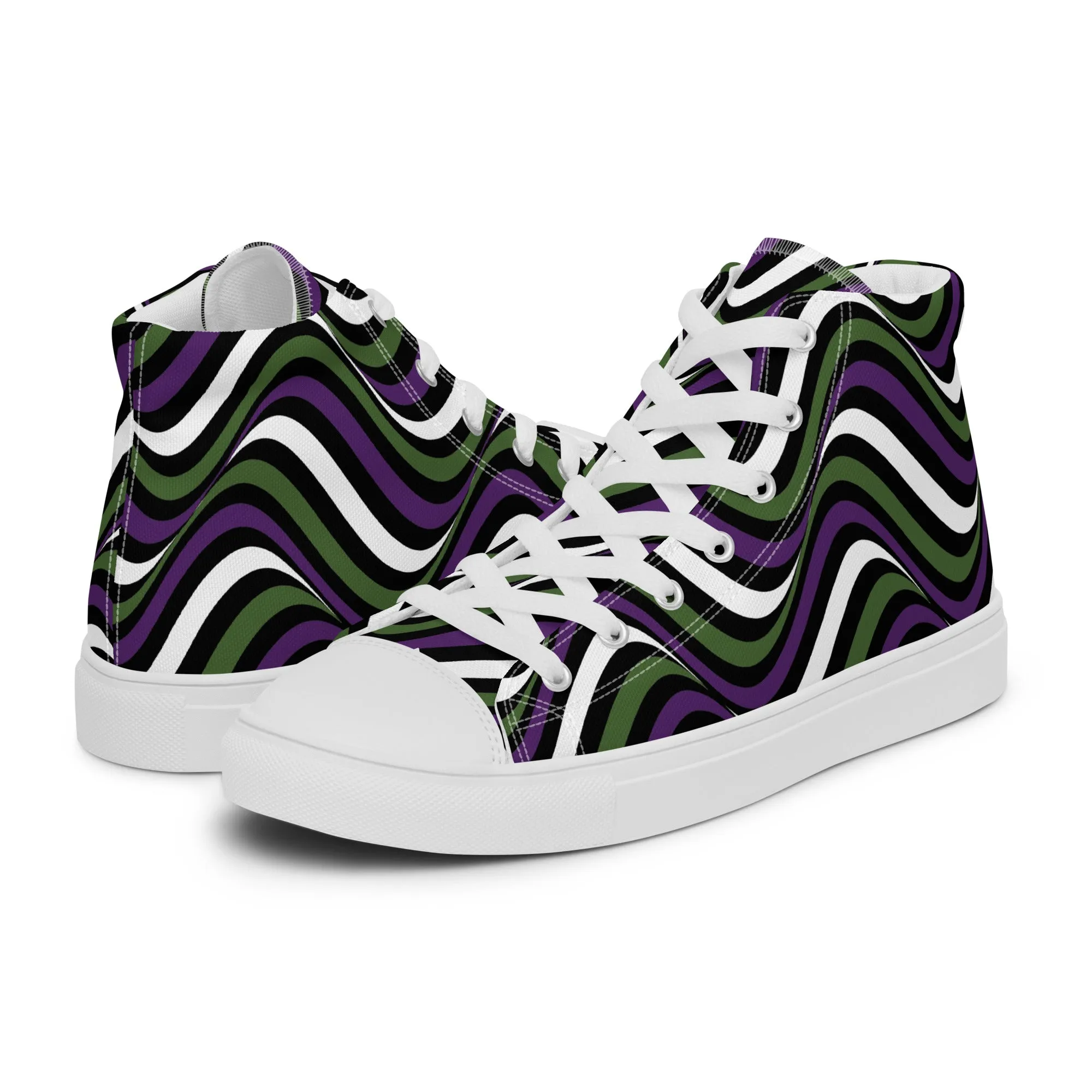 Genderqueer Wavey Men’s High Top Canvas Athletic Shoes