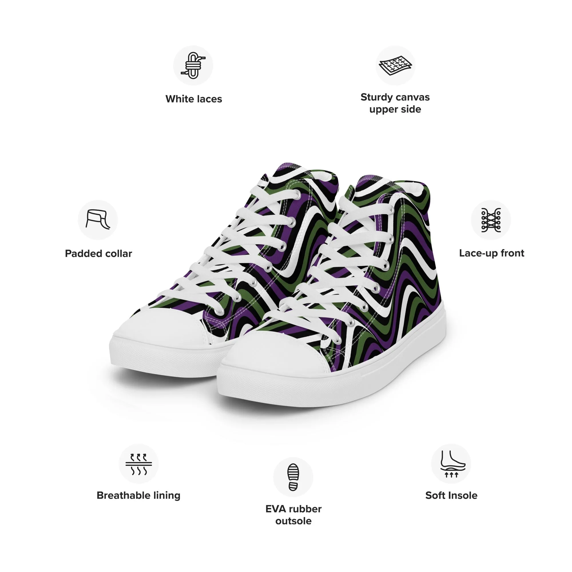 Genderqueer Wavey Women’s High Top Canvas Athletic Shoes