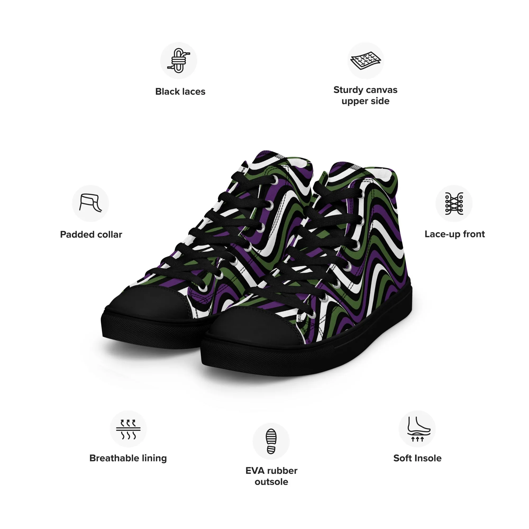 Genderqueer Wavey Women’s High Top Canvas Athletic Shoes