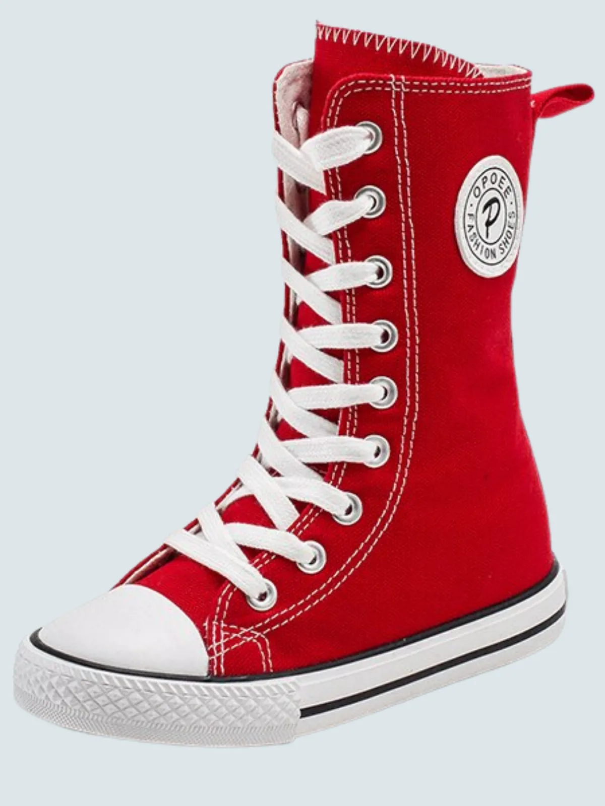 Girls Canvas High Top Lace-Up Zip Up Sneakers By Liv and Mia