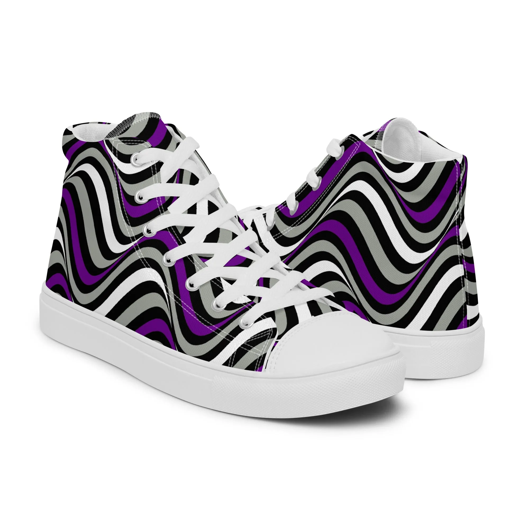 Greysexual Pride Wavey Women’s High Top Canvas Athletic Shoes