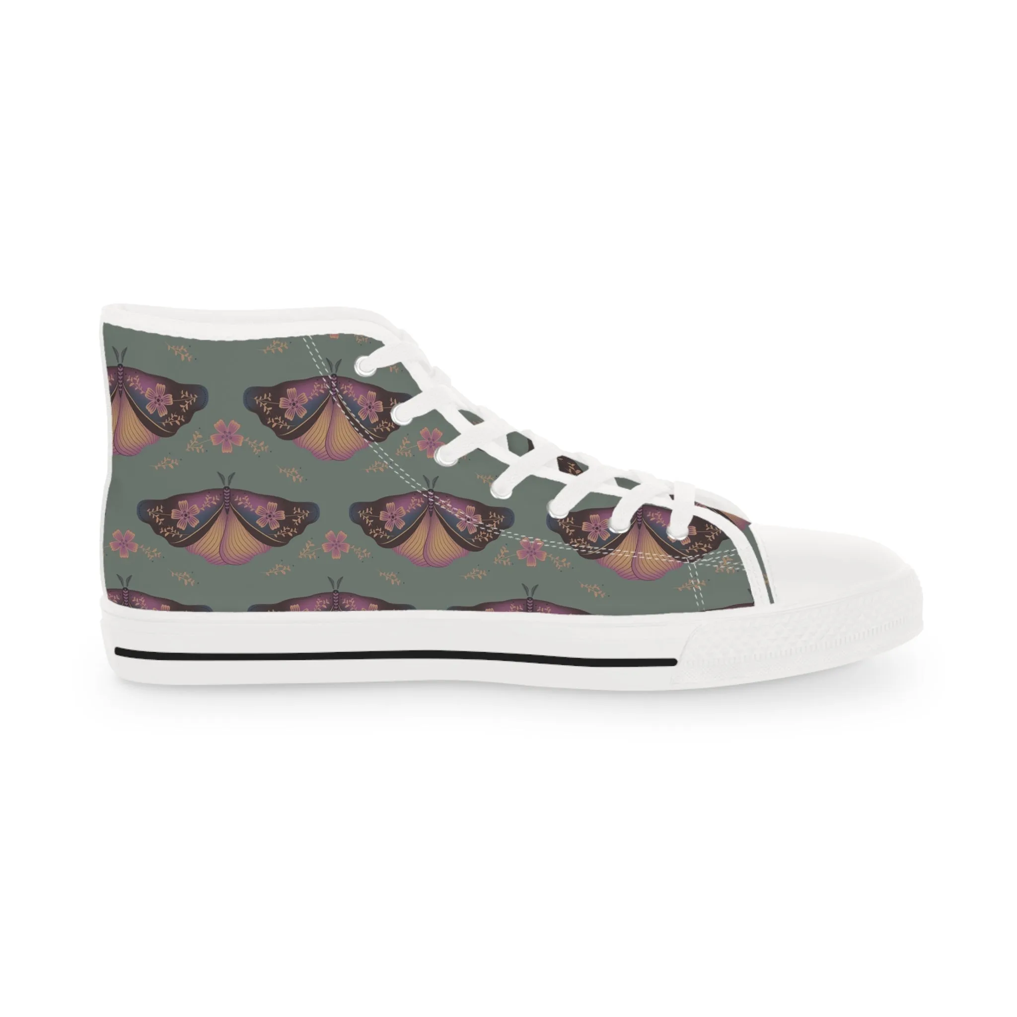 Hawk Moth with Flowers Men's High Top Sneakers