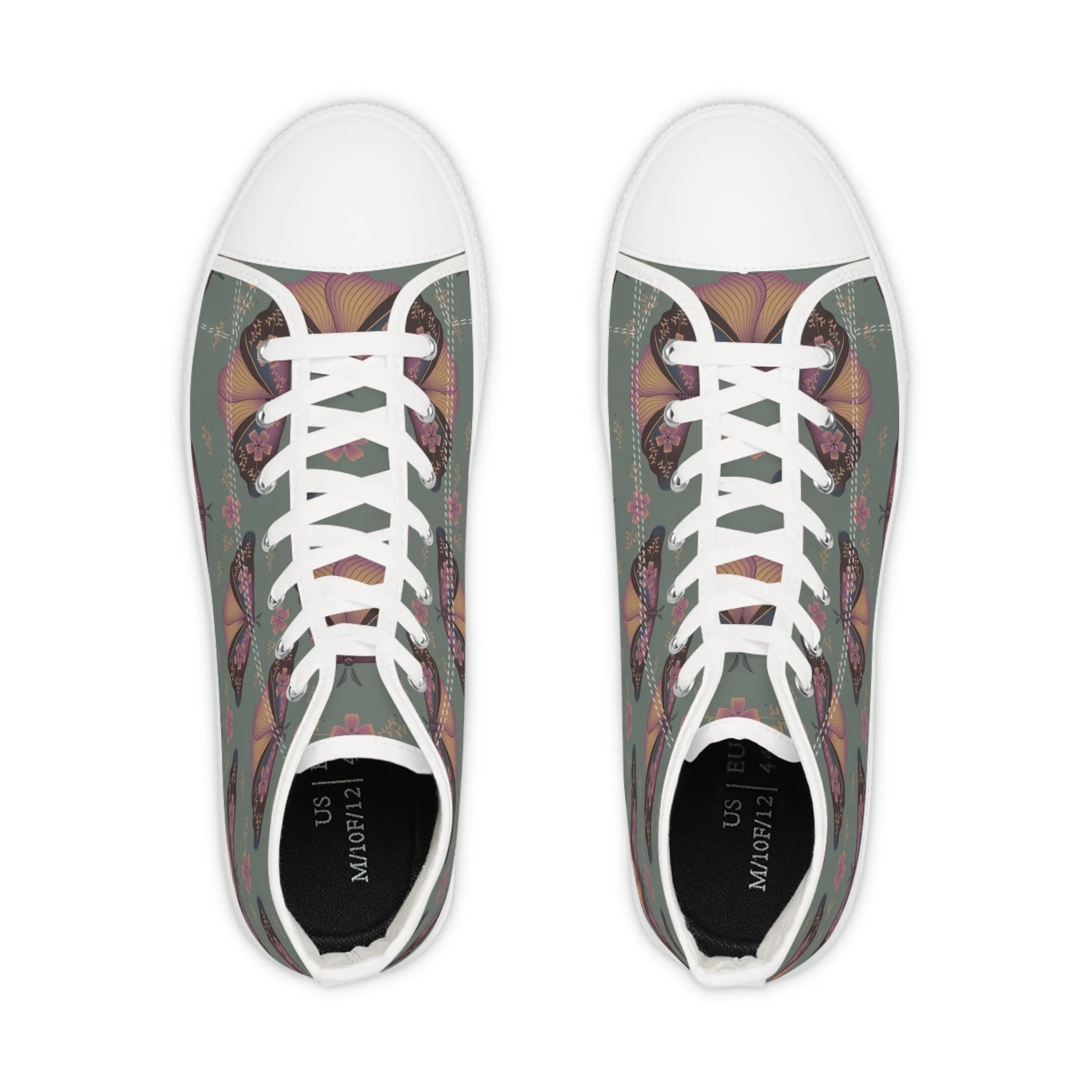 Hawk Moth with Flowers Men's High Top Sneakers