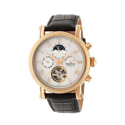 Heritor Automatic Winston Semi-Skeleton Leather-Band Watch