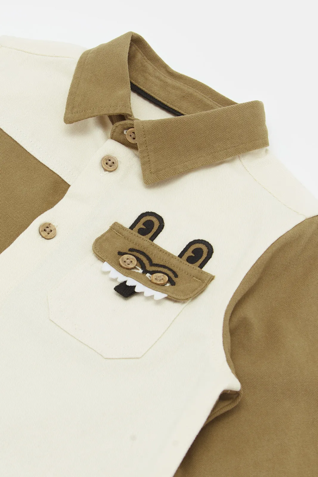 Infant Boys Brown Novelty Cord Shirt