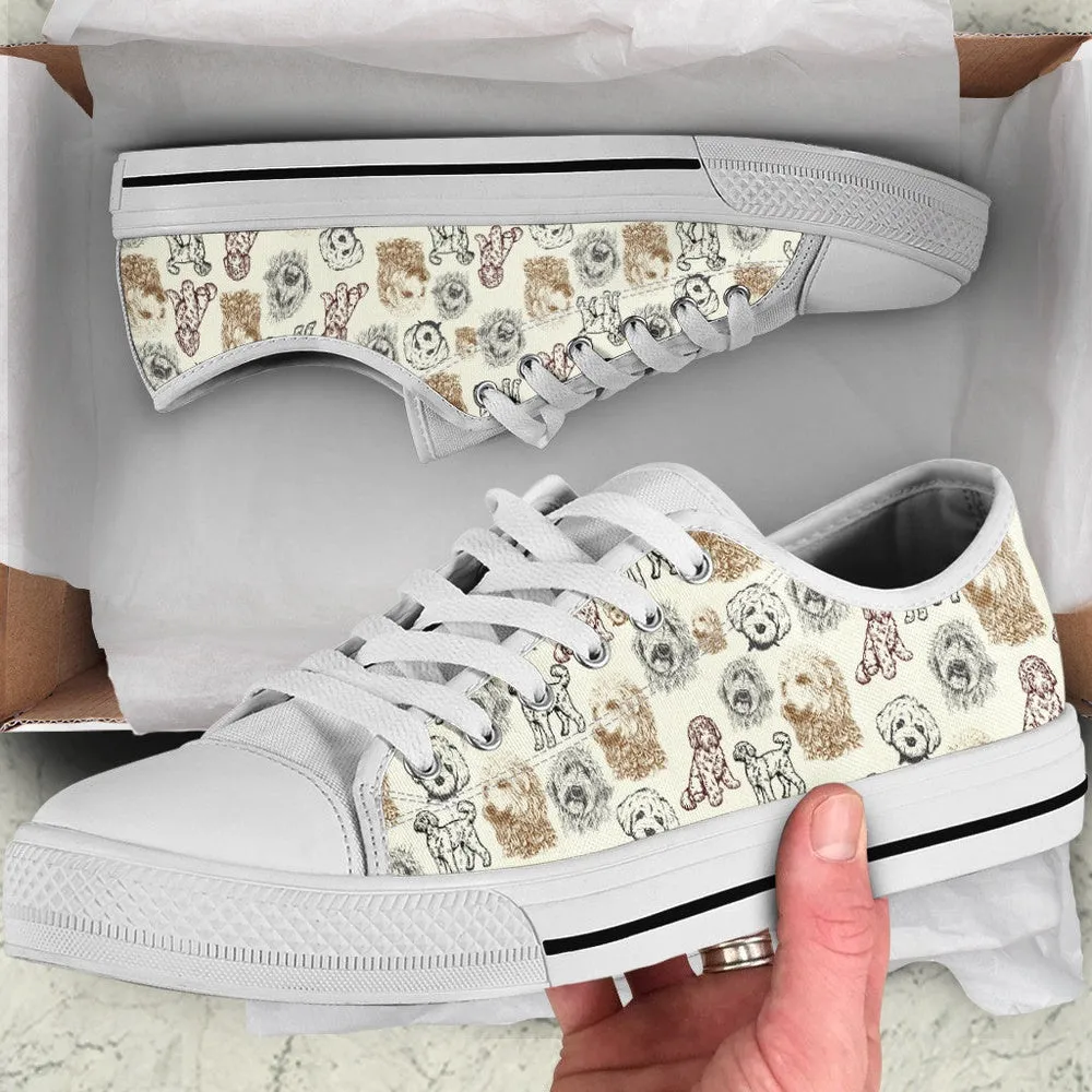 Labradoodle Low Top Shoes - Low Top Sneaker, Dog Printed Shoes, Canvas Shoes For Men, Women