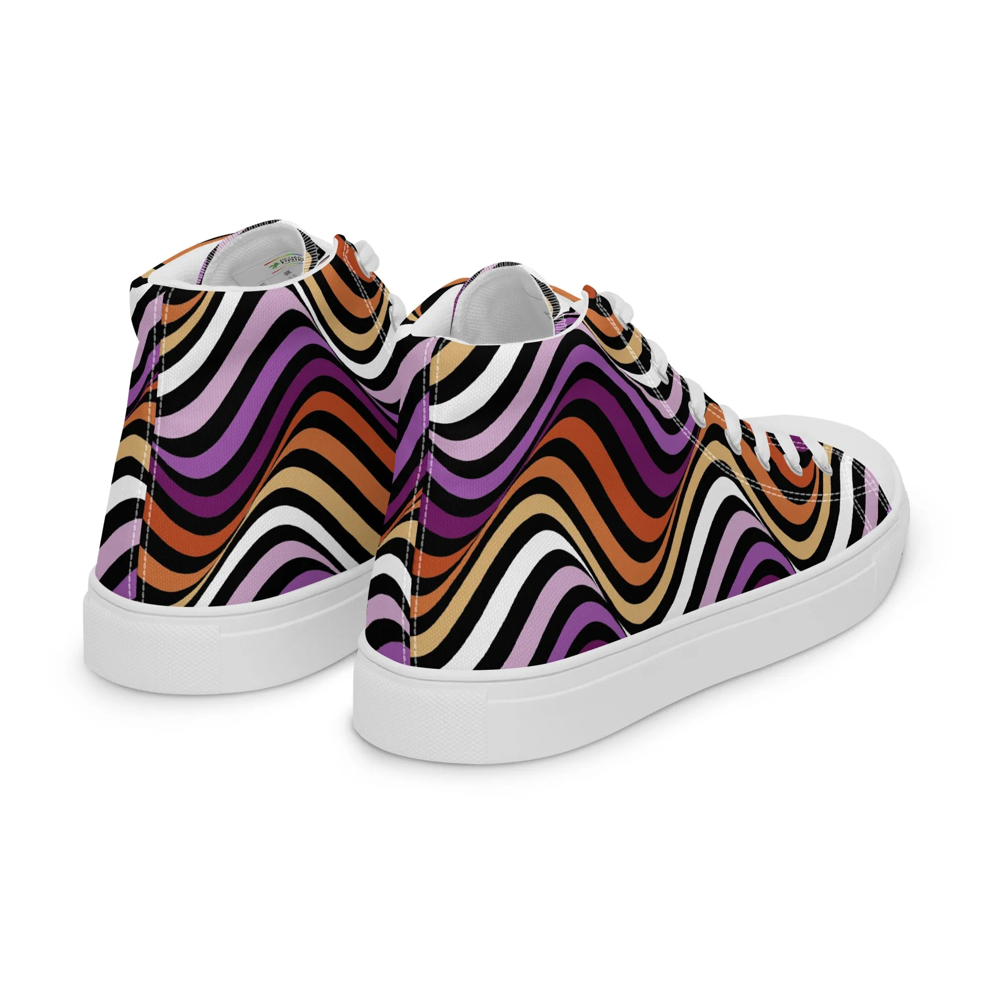 Lesbian Pride Wavey Women’s High Top Canvas Athletic Shoes