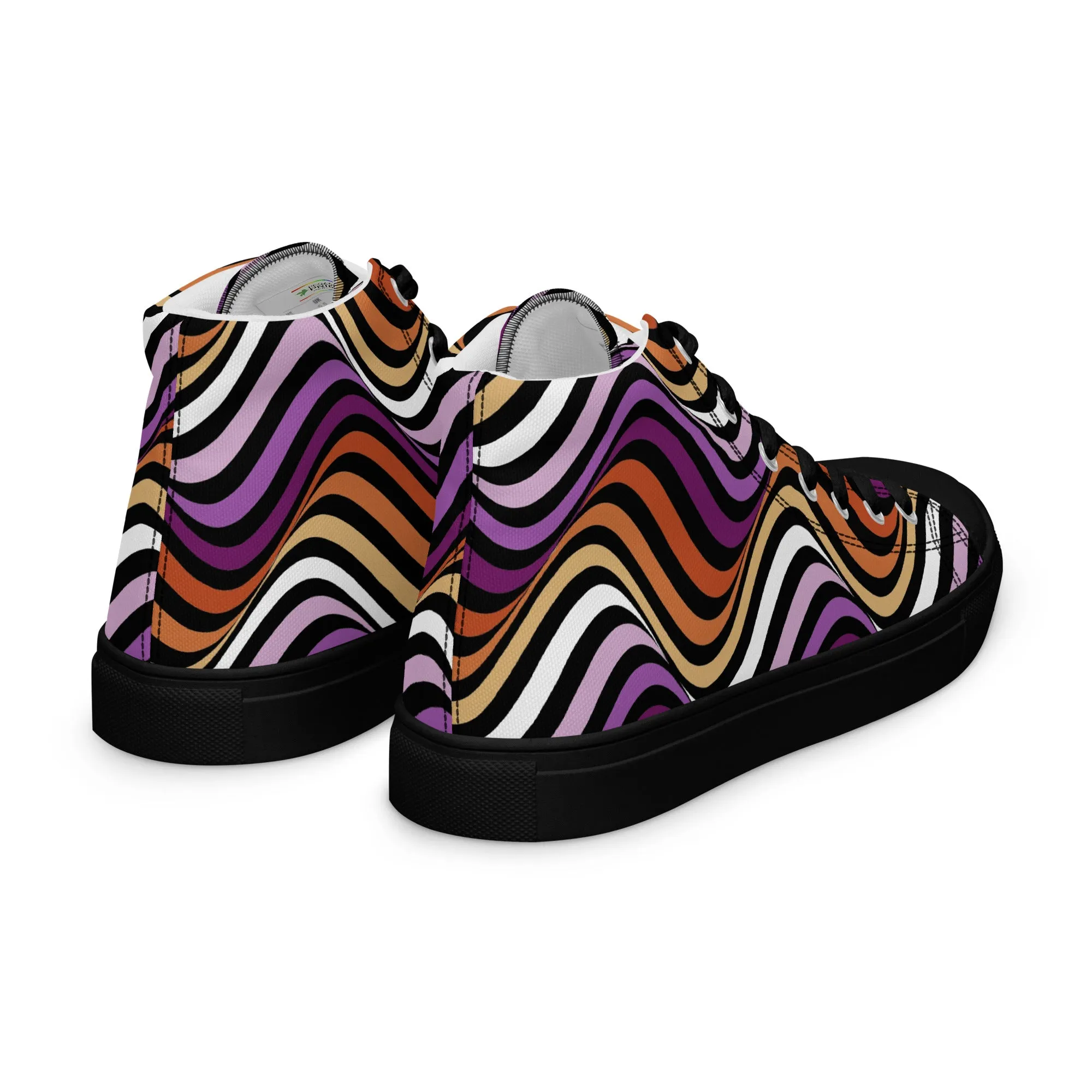 Lesbian Pride Wavey Women’s High Top Canvas Athletic Shoes