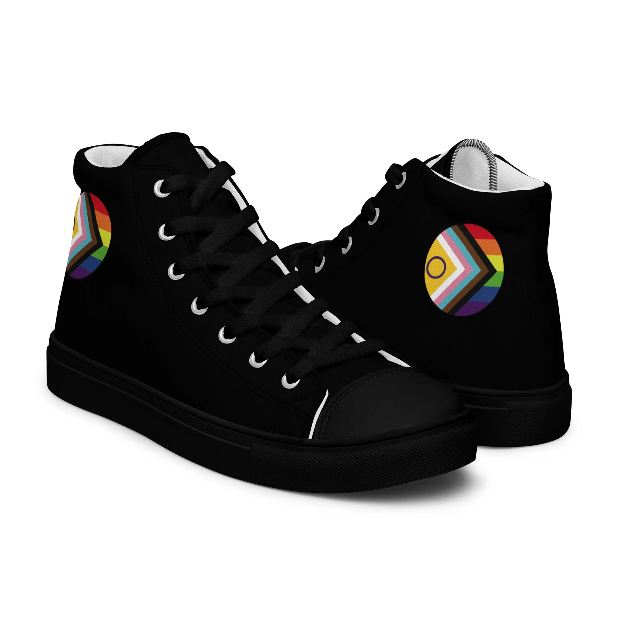 LGBTQ Intersex Progress Pride Men’s High Top Canvas Athletic Shoes