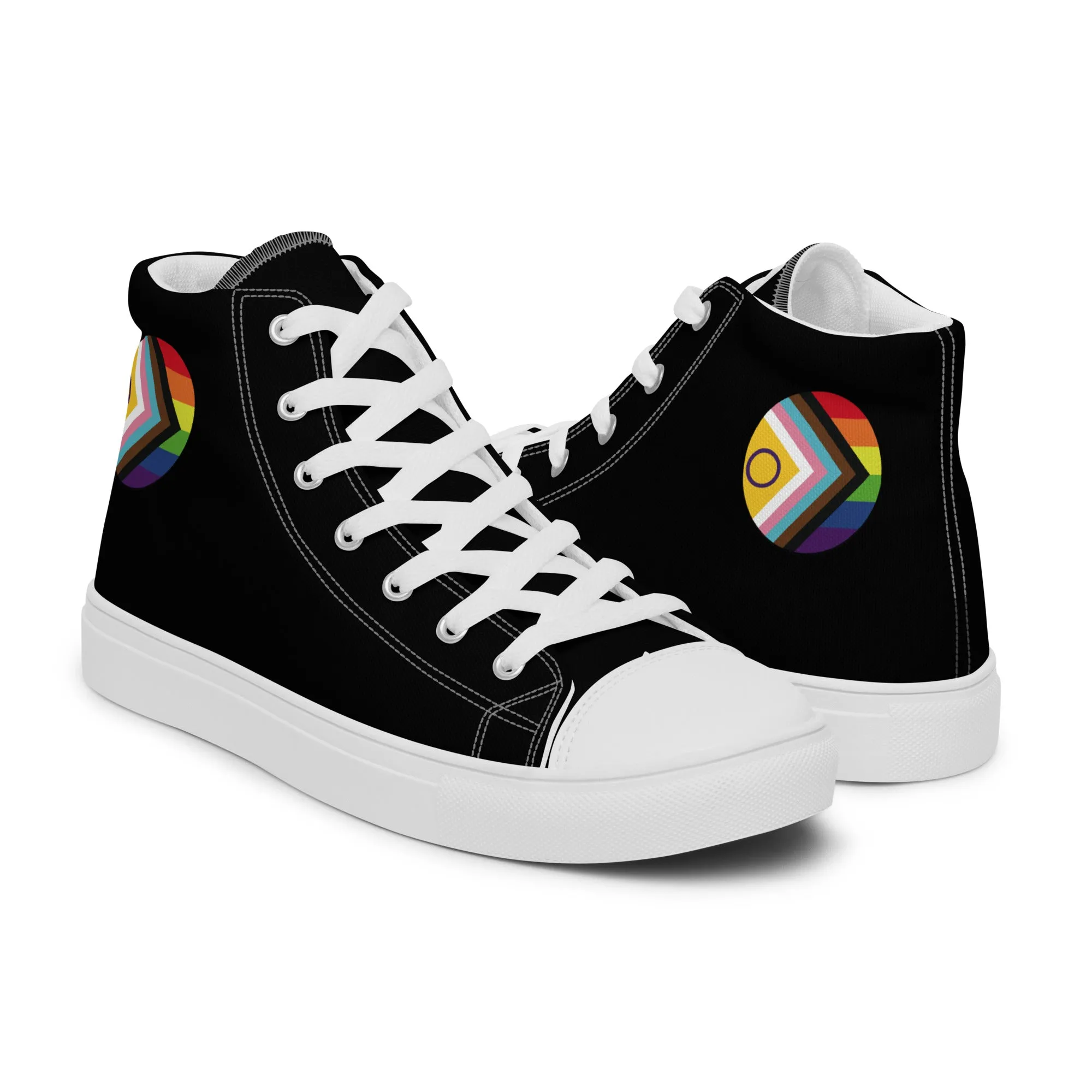 LGBTQ Intersex Progress Pride Men’s High Top Canvas Athletic Shoes