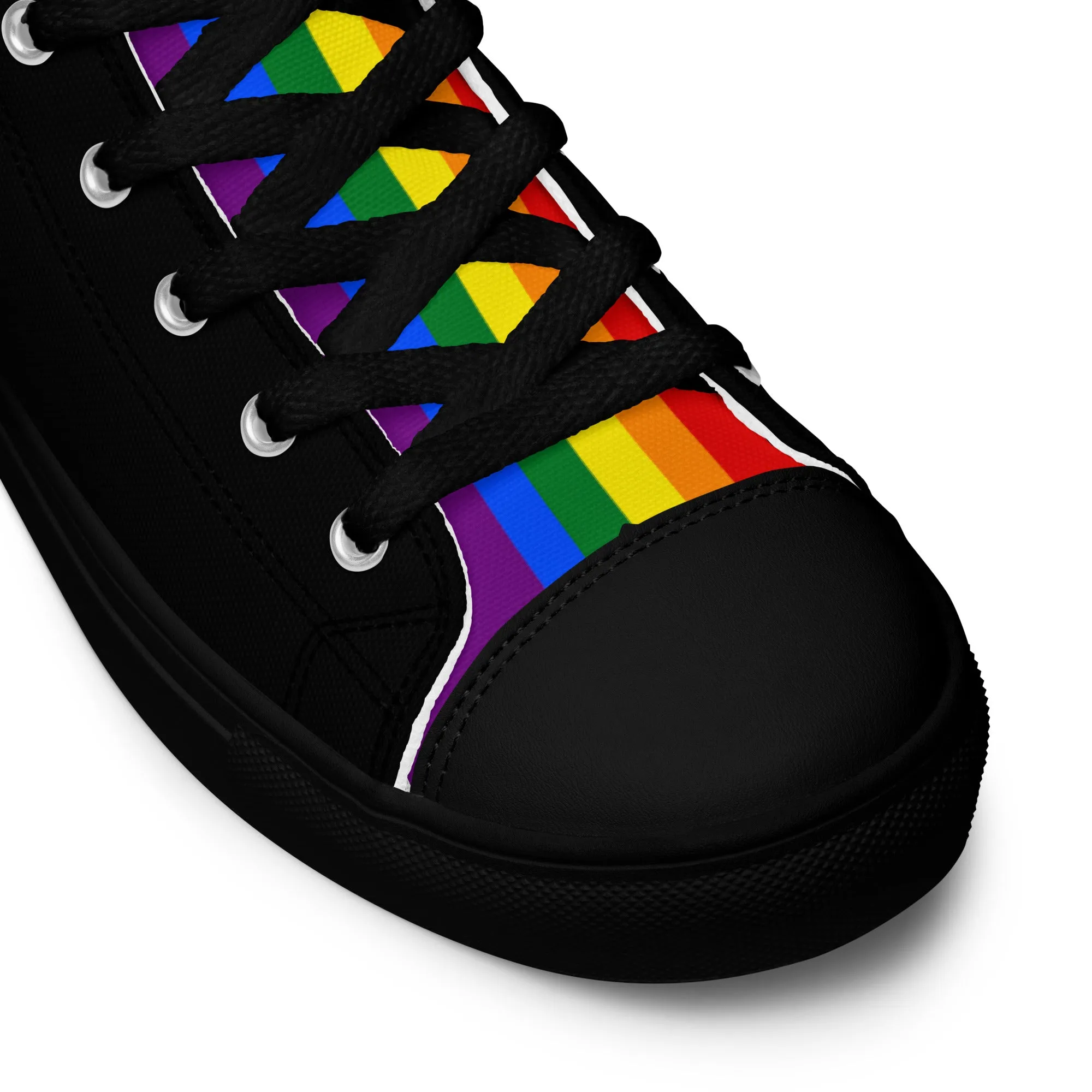 LGBTQ Pride Stripe Men’s High Top Canvas Athletic Shoes - Black