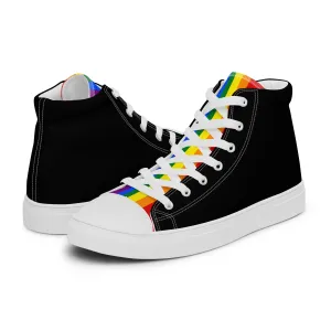 LGBTQ Pride Stripe Men’s High Top Canvas Athletic Shoes - Black