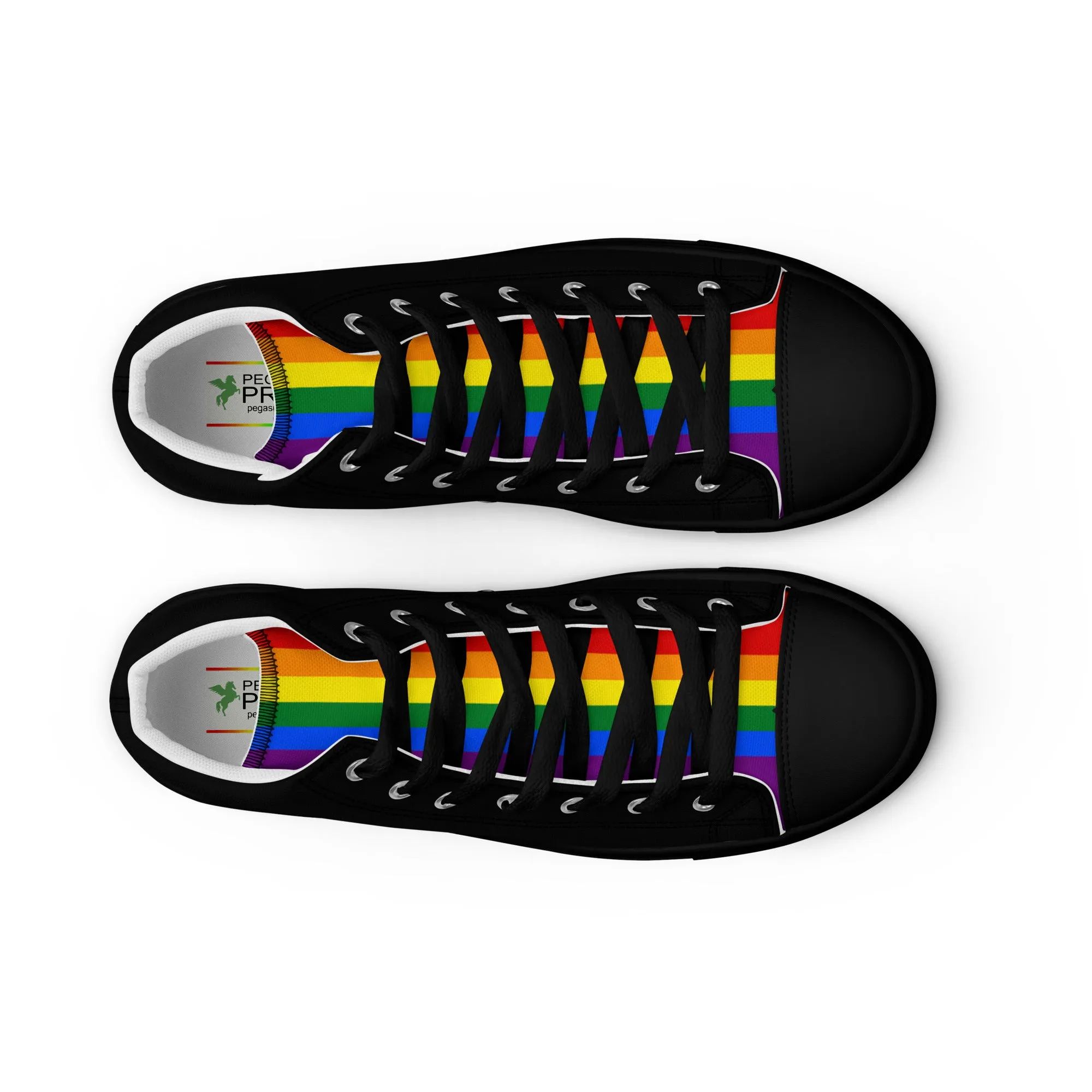 LGBTQ Pride Stripe Men’s High Top Canvas Athletic Shoes - Black