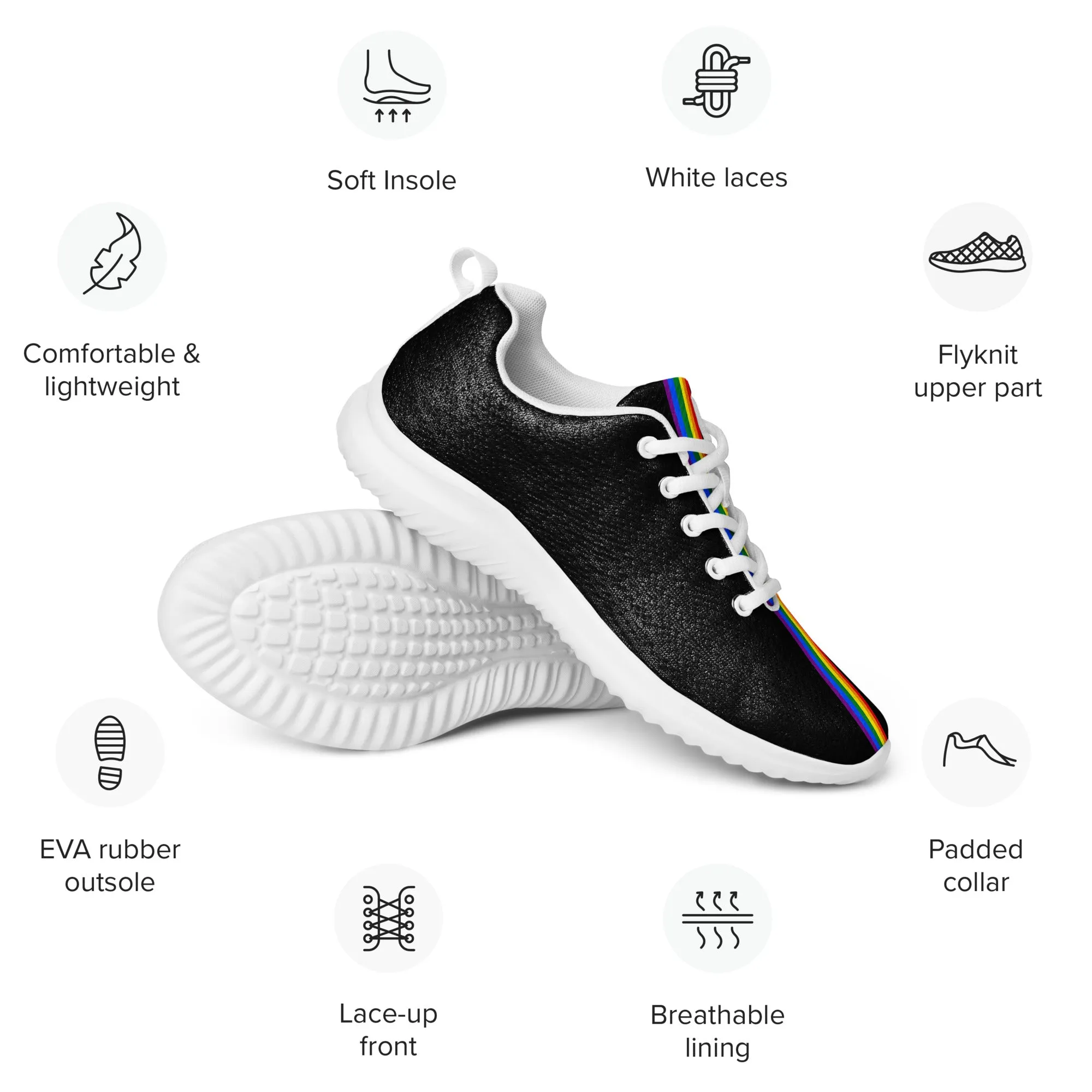 LGBTQ Pride Stripe Women’s Athletic Shoes Black